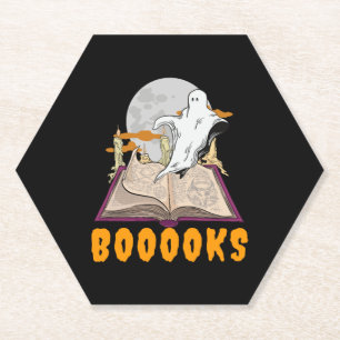 Halloween boooks. Ghost reading halloween Paper Coaster