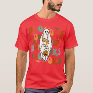 Halloween Booooks Cute Ghost Boo Reading Books Adu T-Shirt