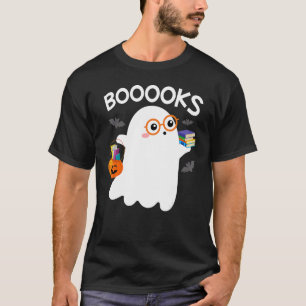Halloween Booooks Cute Ghost Reading Library Books T-Shirt