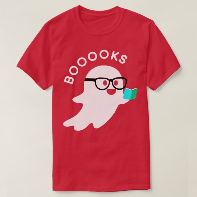 Halloween Booooks Ghost Reading Boo Read Books Lib T-Shirt (Design Front)