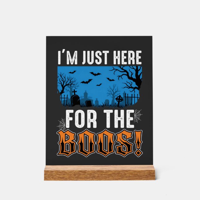 Halloween Boos Ghost Graveyard Vector Design_1 Acrylic Sign (Front)