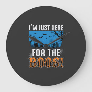 Halloween Boos Ghost Graveyard Vector Design_1 Large Clock