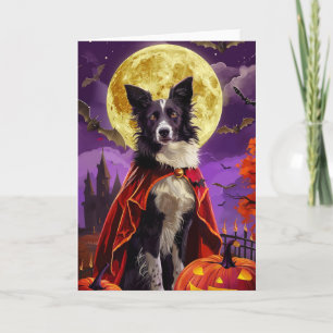 Halloween Border Collie Dog Pumpkins Scary Card