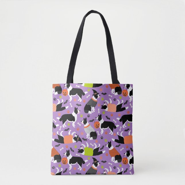 Halloween Border Collie Tote Bag (Front)