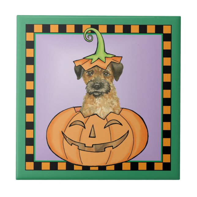 Halloween Border Terrier Tile (Front)
