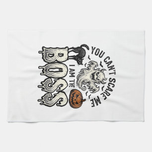 Halloween Boss Ghost Vintage Engraving Shirt Desig Tea Towel