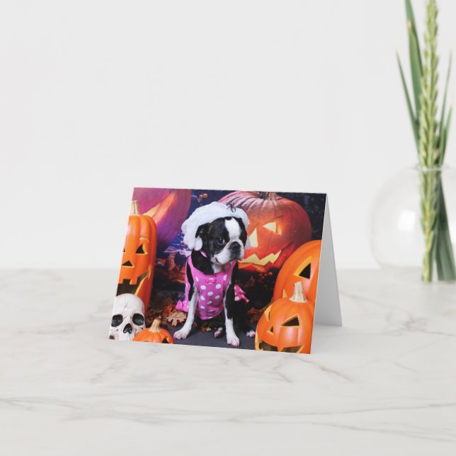 Halloween - Boston Terrier - Georgia Card (Front)