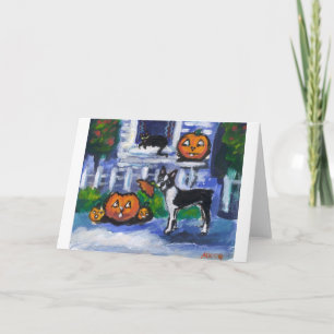 Halloween Boston Terrier mischief Card