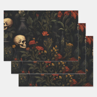 Halloween Botanical pattern Wrapping Paper Sheet