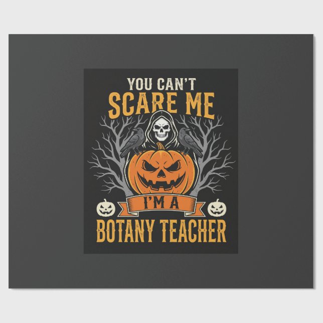 Halloween Botany Teacher Skeleton Pumpkin Design Wrapping Paper (Flat)