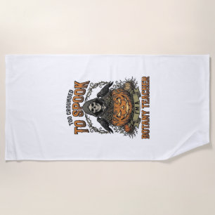 Halloween Botany Teacher Vintage Engraving Pumpkin Beach Towel