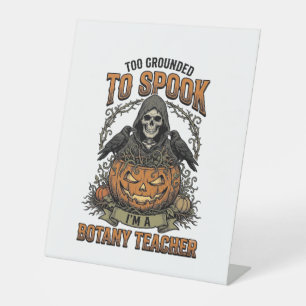 Halloween Botany Teacher Vintage Engraving Pumpkin Pedestal Sign