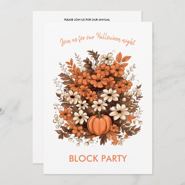 Halloween Bouquet Block Party Invitation (Front/Back)