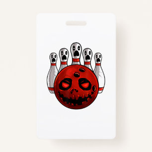 Halloween Bowling Bowler Bowlingween Pun T-Shirt ID Badge