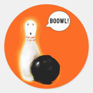 Halloween Bowling Humour Classic Round Sticker