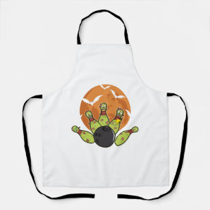 Halloween Bowling Zombie Pins Bats Bowler Gift Apron