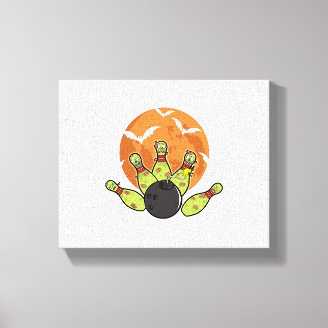 Halloween Bowling Zombie Pins Bats Bowler Gift Canvas Print (Front)