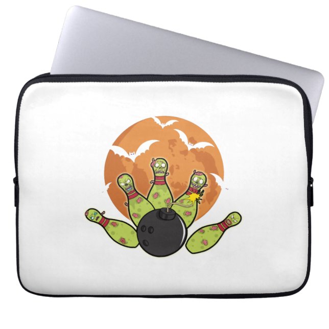 Halloween Bowling Zombie Pins Bats Bowler Gift Laptop Sleeve (Front)