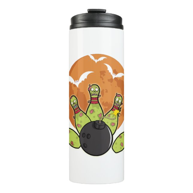 Halloween Bowling Zombie Pins Bats Bowler Gift Thermal Tumbler (Front)