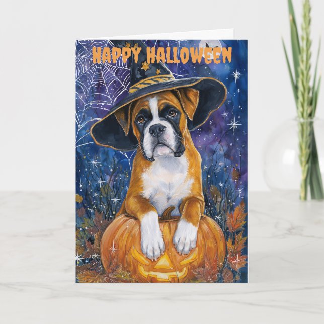 Halloween Boxer Dog Holiday Card (Front)