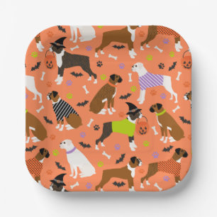 Halloween Boxer Dog Paper Plate