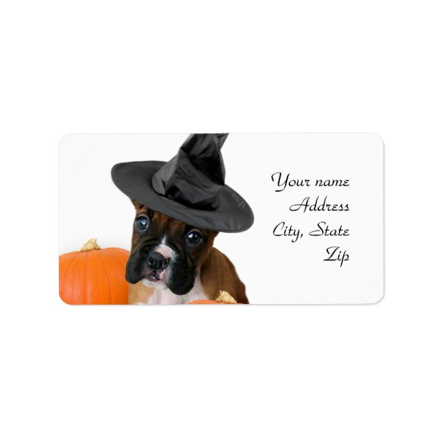 Halloween boxer puppy label (Front)