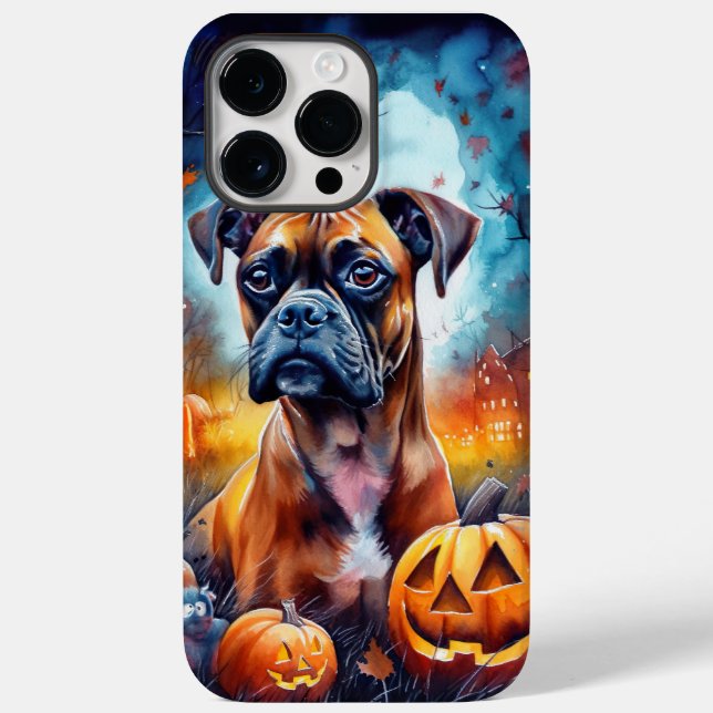 Halloween Boxer With Pumpkins Scary Case-Mate iPhone Case (Back)