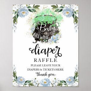 Halloween Boy Baby Shower Diaper Raffle Game Sign