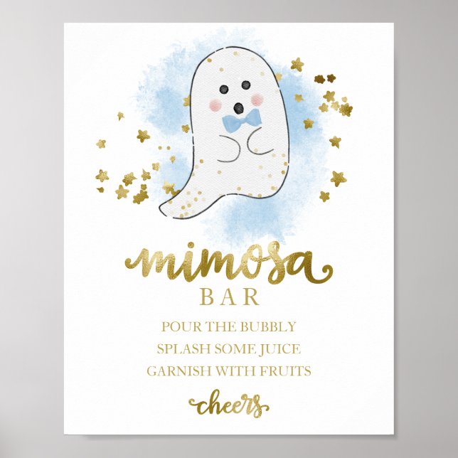 Halloween Boy Baby Shower Mimosa Bar Sign (Front)