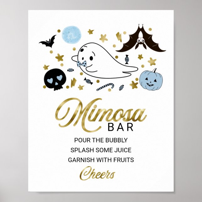 Halloween Boy Baby Shower Mimosa Bar Sign (Front)