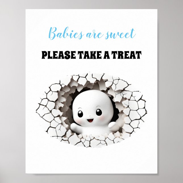 Halloween Boy Baby Shower Peeking Ghost Favour Sig Poster (Front)