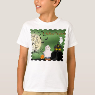 Halloween Boy Ghost Kid's Ringer T-Shirt