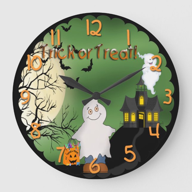 Halloween Boy Ghost Round Wall Clock (Front)