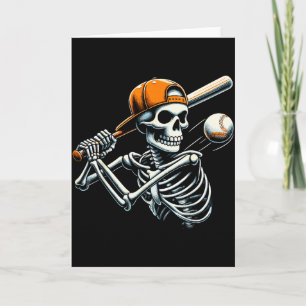 Halloween Boys Batting Skeleton Baseball  Card