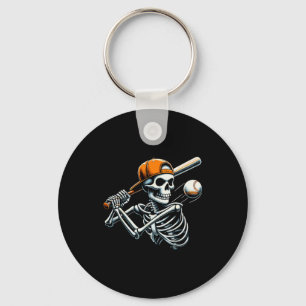 Halloween Boys Batting Skeleton Baseball Key Ring