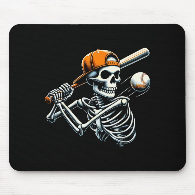 Halloween Boys Batting Skeleton Baseball  Mouse Mat (Front)