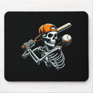 Halloween Boys Batting Skeleton Baseball Mouse Mat