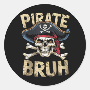 Halloween Boys Bruh Pirate Skull Crossbones Classic Round Sticker