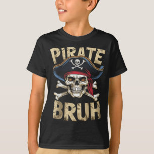 Halloween Boys Bruh Pirate Skull Crossbones T-Shirt