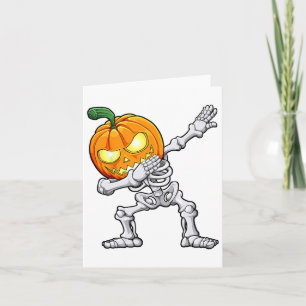 Halloween Boys Dabbing Skeleton Scary Pumpkin Jack Card