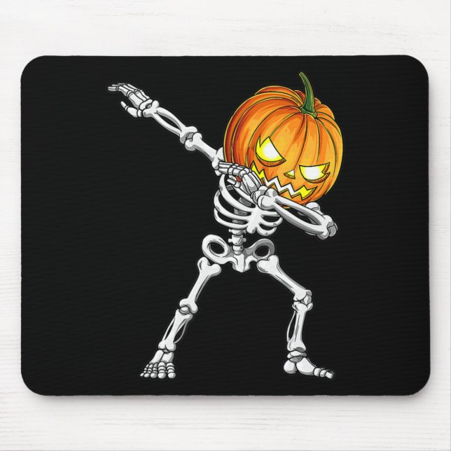 Halloween Boys Dabbing Skeleton Scary Pumpkin Jack Mouse Mat (Front)