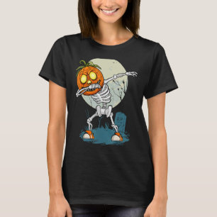 Halloween Boys Dabbing Skeleton Scary Pumpkin Jack T-Shirt