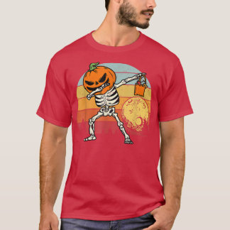 Halloween Boys Dabbing Skeleton Scary Pumpkin Jack T-Shirt