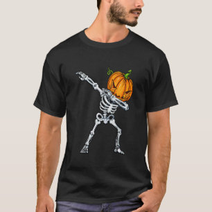Halloween Boys Dabbing Skeleton Scary Pumpkin T-Shirt