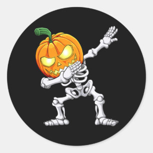 Halloween Boys Dabbing Skeleton Y Pumpkin Jack O Classic Round Sticker