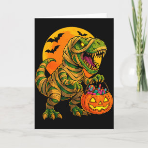 Halloween Boys Dinosaur Mummy T Rex Y Pumpkin Moon Card