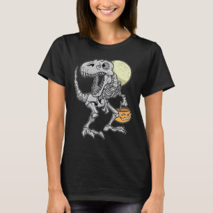 Halloween Boys Dinosaur Skeleton rex Scary Pumpkin T-Shirt