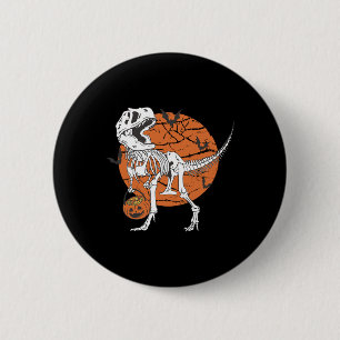 Halloween Boys Dinosaur Skeleton T Rex Scary Pumpk 6 Cm Round Badge