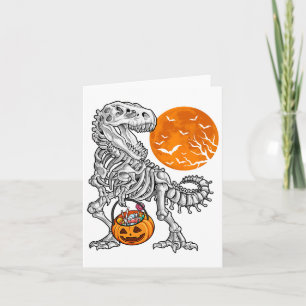 Halloween Boys Dinosaur Skeleton T Rex Scary Pumpk Card