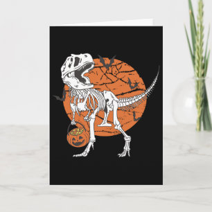 Halloween Boys Dinosaur Skeleton T Rex Scary Pumpk Card